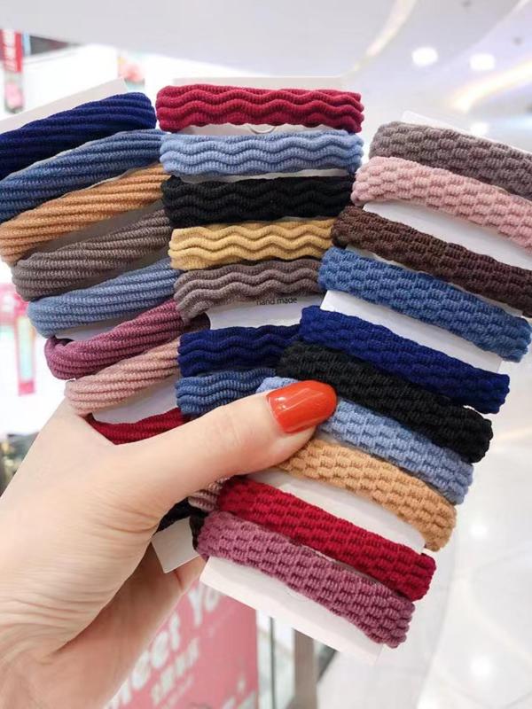 Random Color Simple Plain High Stretch Hair Tie, 60pcs Summer Casual Versatile Elastic Hair Accessories for Women & Girls, Minimalist Headwear Suitable for Thick Hair