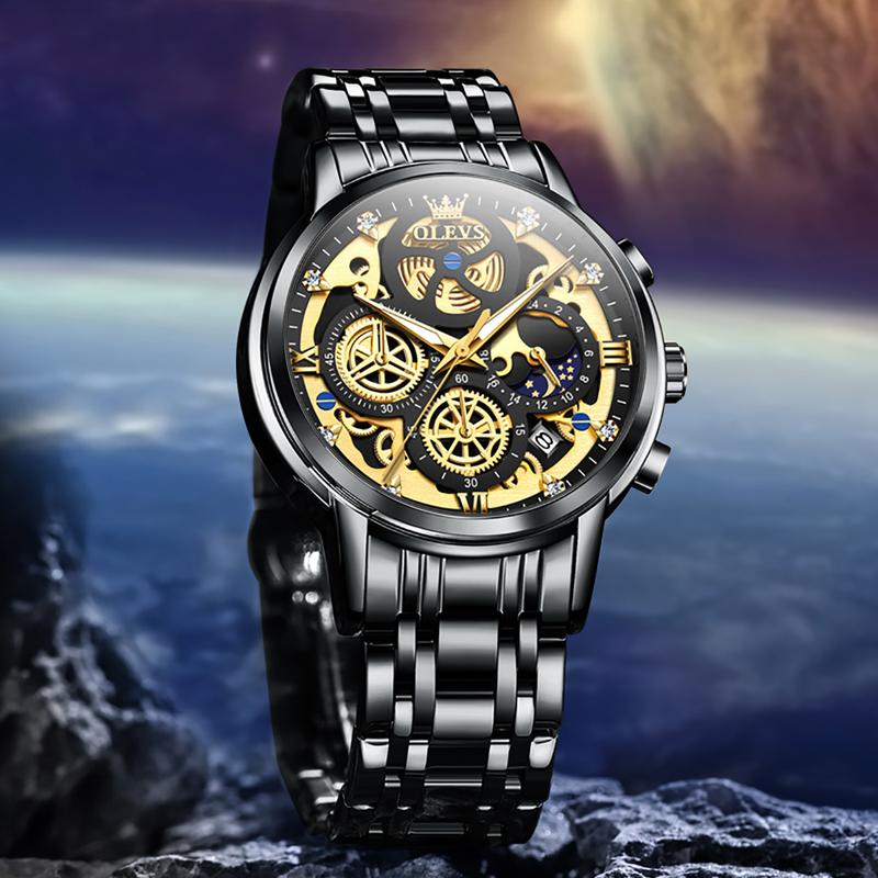 [BLACK FRIDAY] OLEVS watches for men Chronograph Luxury Diamond Dress Business Analog Quartz Wrist Watches Stainless Steel Waterproof Luminous