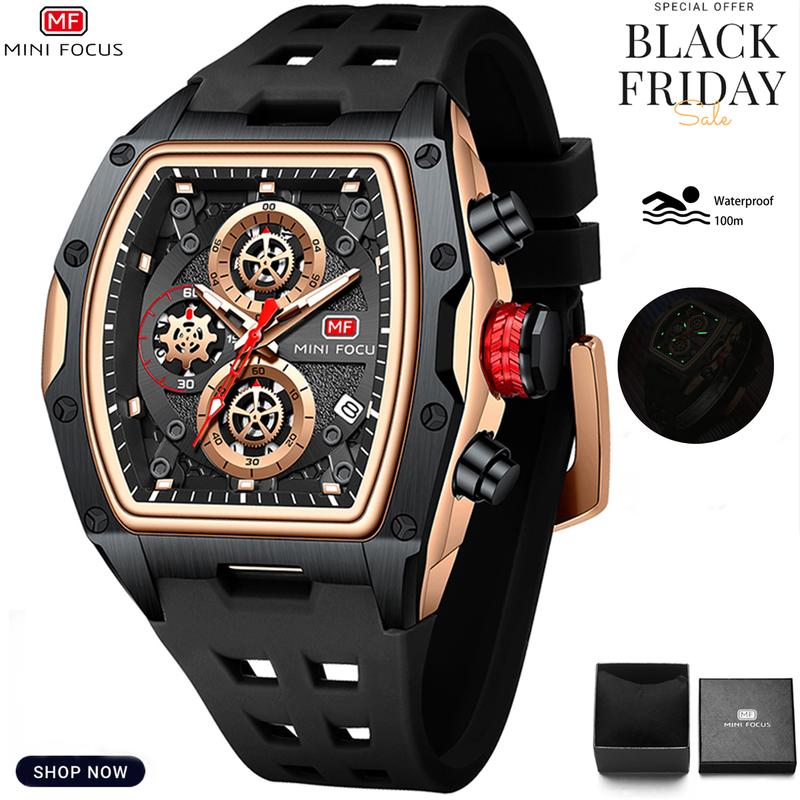 MF MINI FOCUS Quartz Business Watches Mens Fashion Big Dial Luminous Waterproof Sport  multifunction  men's watches Men's Sporty Digital Analog Watch