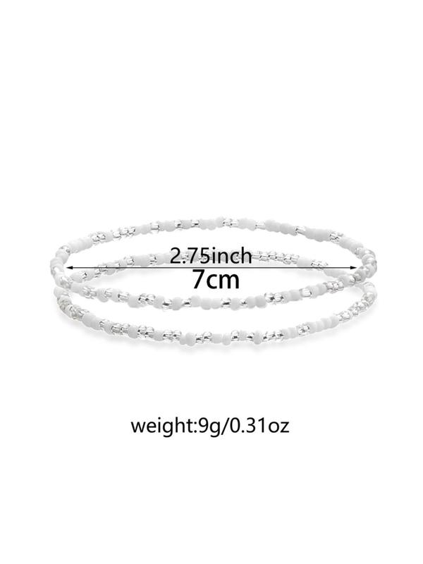 Simple Beaded Elasticity Anklet, Fashionable Jewelry for Women & Girls, Casual Fashion Accessories for Party, Daily Clothing Decor, Trendy All-match & Exquisite Jewelry for Birthday Gift