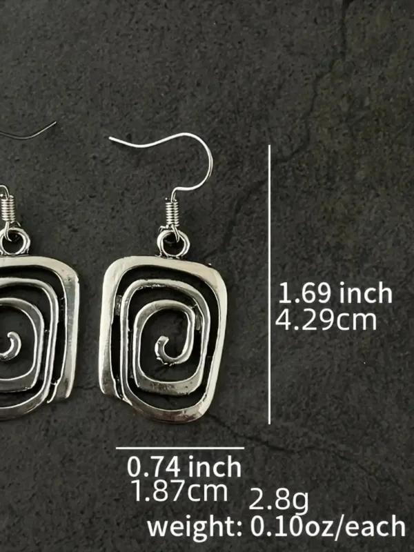 Vintage Geometric Design Dangle Earrings, Boho Style Spiral Earrings for Women, Elegant All-match Fashion Accessories for Daily Wear