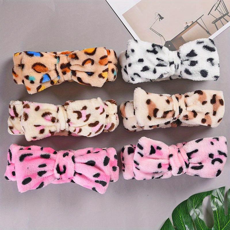 Leopard Print Bowknot Headbands for Women - Flannel Makeup Hairbands, Woven Polyester Fiber, Suitable for Normal Hair Type - Hairband Hair Hoop for Face Wash and Makeup-5