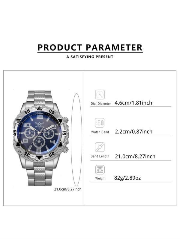 Men's Business Fashion Round Dial Analog Quartz Watch, Fashion Watch for Party, Daily Decor, Trendy All-match & Exquisite Watch for Birthday Gift with Box