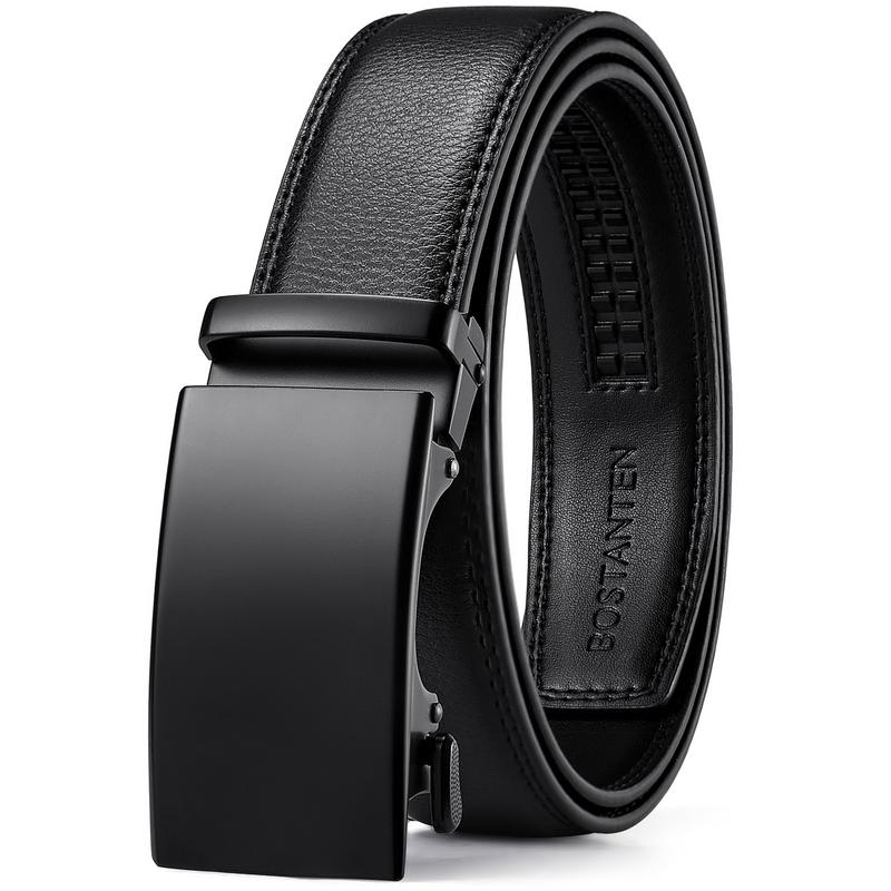 BOSTANTEN Mens Belt Leather Ratchet Belt For Men Designer Belt Dress and Casual with Adjustable Buckle for Men's Wear Black Friday