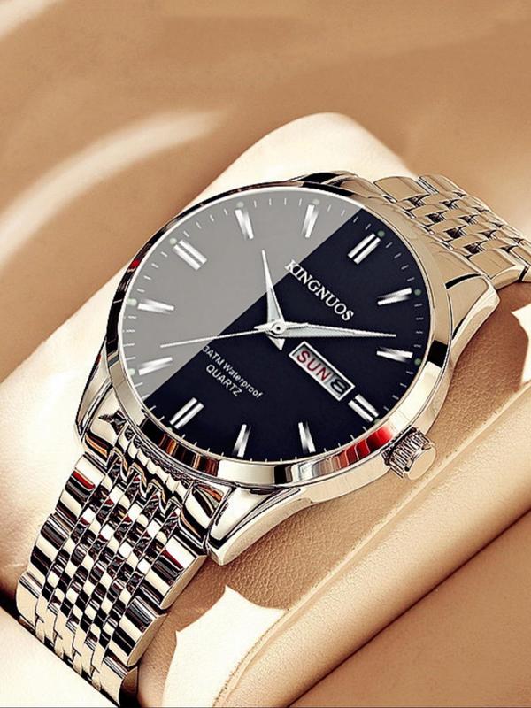 Men's Business Fashion Round Dial Analog Quartz Watch, Fashion Watch for Party, Daily Clothing Decor, Trendy All-match & Exquisite Watch for Birthday Gift without Box