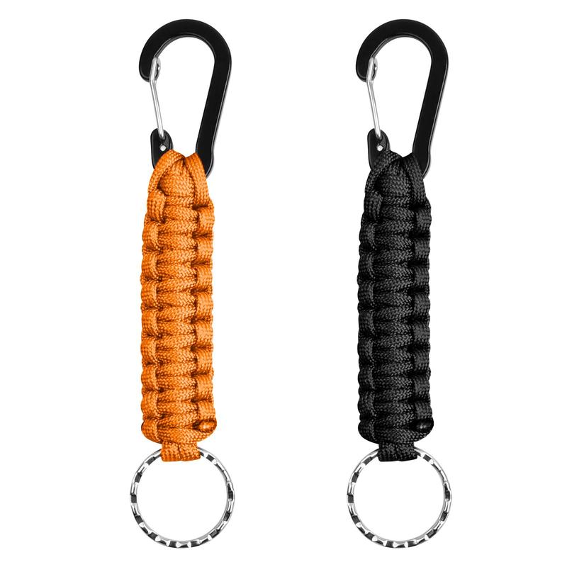 Paracord Lanyard, 2 Counts Paracord Keychain with Carabiner, Portable Multifunctional Sports Accessories for Outdoor Camping Hiking Climbing Fishing