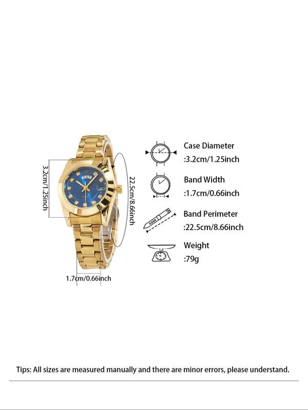 Women's Elegant Fashion Round Dial Stainless Steel Strap Quartz Watch, Fashion Watch for Party, Daily Clothing Decor, Trendy All-match & Exquisite Watch for Birthday Gift with Box