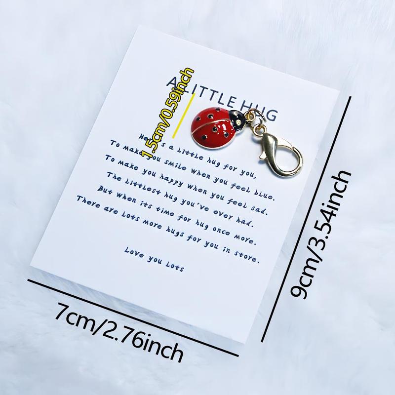 Ladybug Design Keychain with Loving Friendship Card, Small Charm Pendant for Support and Encouragement, Creative Gift for Friends