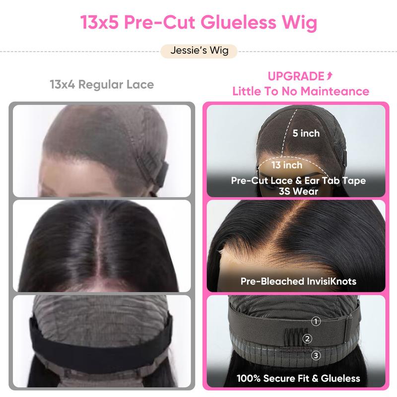 Jessie's Wig [Mia] 13x5 Pre Cut Lace Body Wave Lace Front Wig With Bangs Crystal HD Lace Human Hair Wig