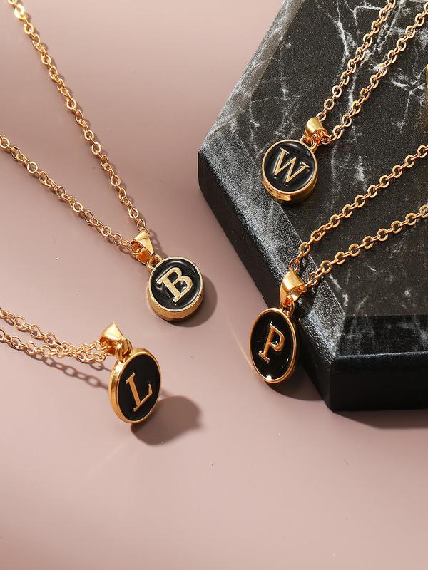 Fashion Alphabet Pattern Pendant Necklace for Men & Women,  Casual Alloy Jewelry for Daily Wear, Simple All-match Fashion Accessories for Friends Gift