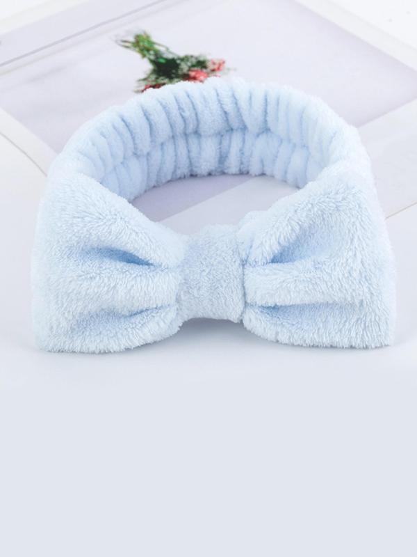 Summer Cute Bow Decoration Headbands for Spa, Make Up, 2024 Lovely Simple Plain Soft Face Wash Headbands for Daily Used, Casual Versatile Kawaii Hair Accessories for Women and Girls