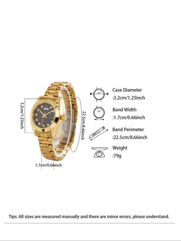 Women's Elegant Fashion Round Dial Stainless Steel Strap Quartz Watch, Fashion Watch for Party, Daily Clothing Decor, Trendy All-match & Exquisite Watch for Birthday Gift with Box