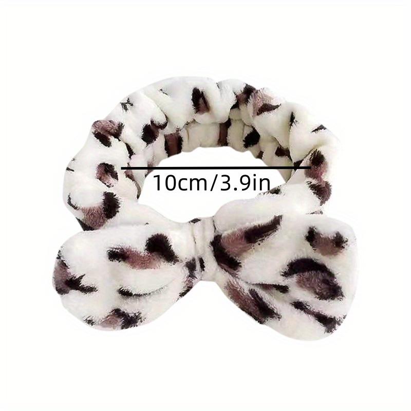 Leopard Print Bowknot Headbands for Women - Flannel Makeup Hairbands, Woven Polyester Fiber, Suitable for Normal Hair Type - Hairband Hair Hoop for Face Wash and Makeup-5