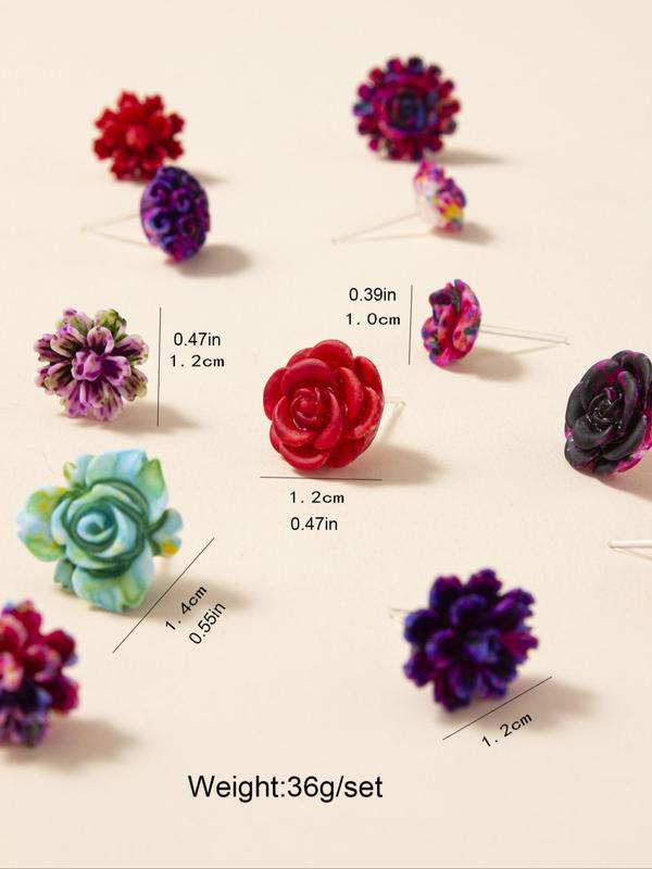 Random Color Flower Design Stud Earrings (36 Pairs), Fashionable Jewelry for Women & Girls, fashion jewelry for party, daily clothing decor, trendy all-match & exquisite jewelry for birthday gift