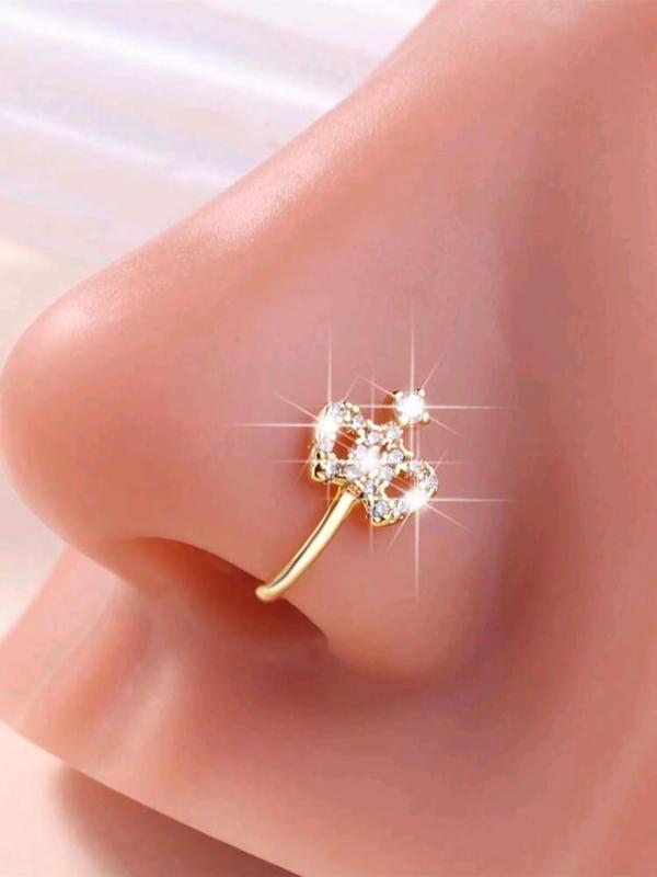 Elegant Rhinestone Decorated Nose Clip, Fashionable Nose Clip for Women & Men, Fashion Jewelry for Party Decor, Trendy Exquisite Jewelry for Birthday Gift