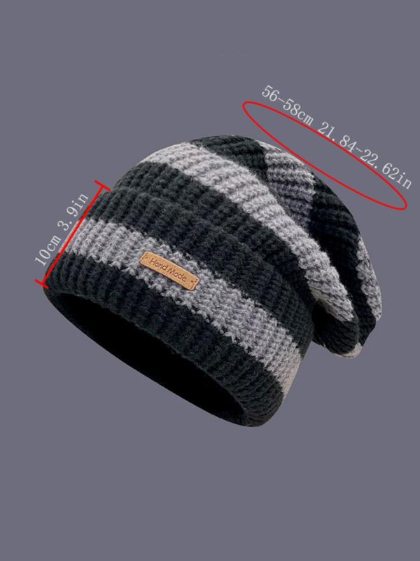 Striped Pattern Beanie Hat, Casual Warm Knit Hat for Fall & Winter, Fashion Accessories for Both Men & Women, Warm and Stylish Beanie for Men, Suitable for Street, Outdoor Sports, Skiing