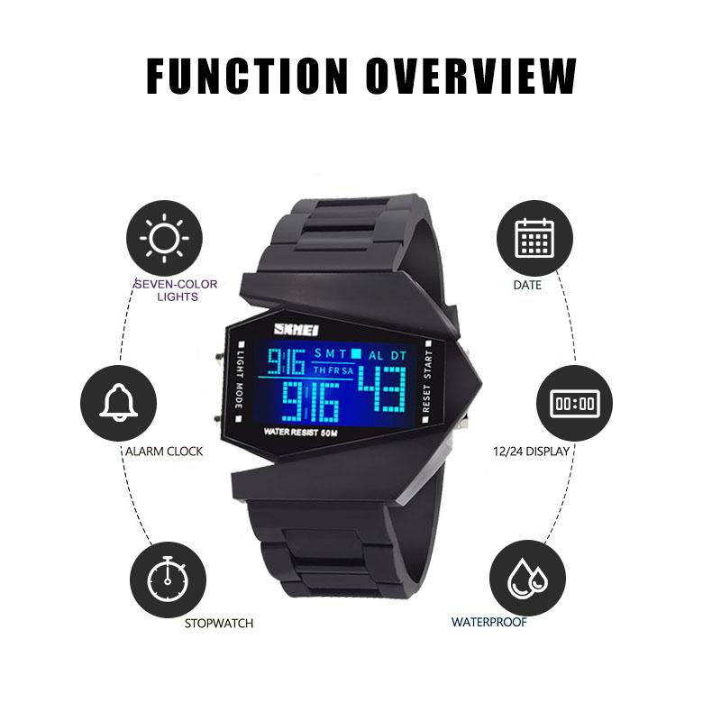 SMelody Airplane Watch LED Light Waterproof Alarm Calendar