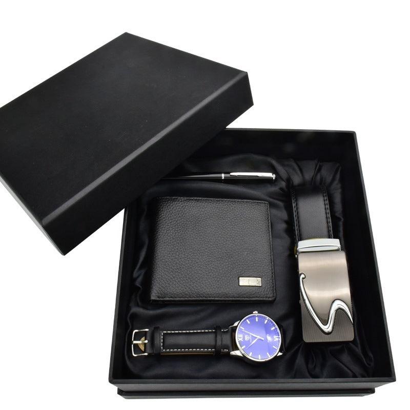 Business Belt Wallet Wristwatch Pen Gift Box Set For Men