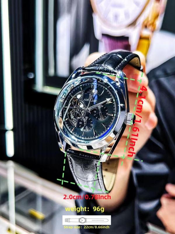 Men's Business Fashion Round Dial Mechanical Watch, Fashion Watch for Party, Daily Clothing Decor, Trendy All-match & Exquisite Watch for Birthday Gift with Box