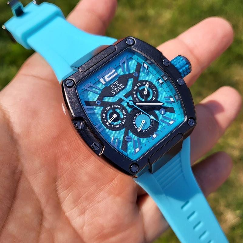 Luxury Watch Iced Bling Multi Function Movement Sports Silicone Band Hip Hop Unisex Men Women Fashion