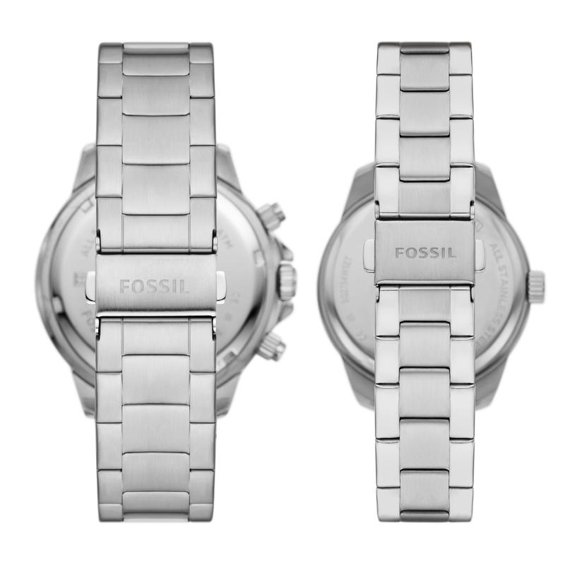 Fossil Unisex His and Hers Multifunction, Stainless Steel Watch Set