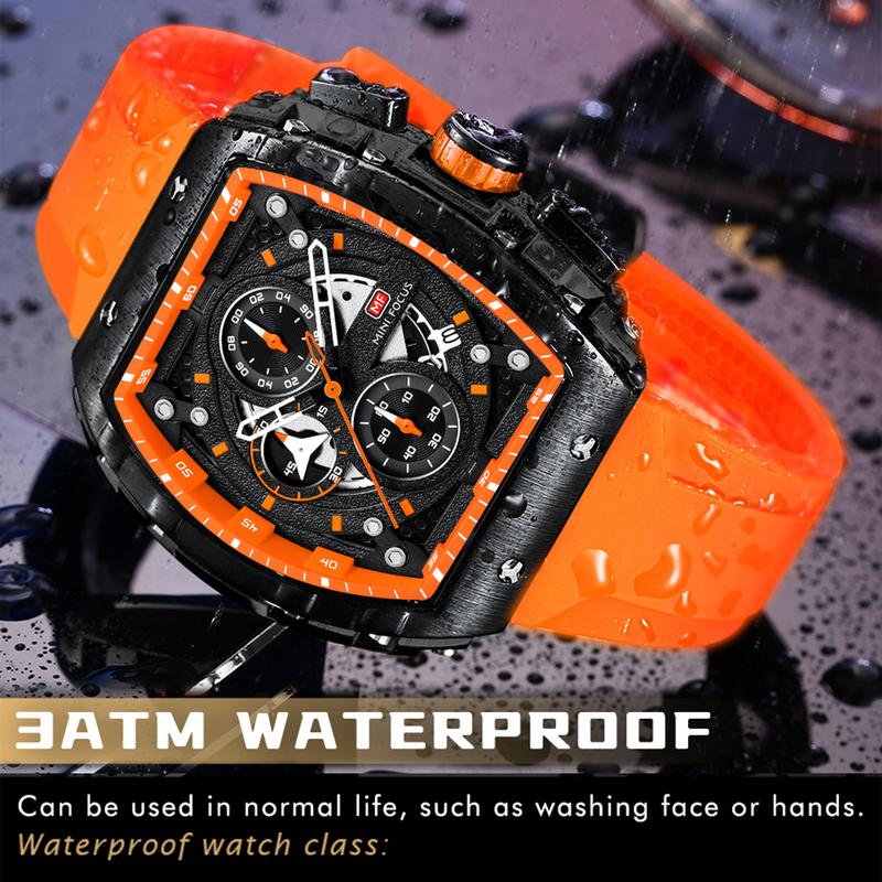 MF MINI FOCUS Men's and Women's Quartz Watches Waterproof Chronograph Date Luminous Square Men's and Women's Watches Analog Luxury Watches