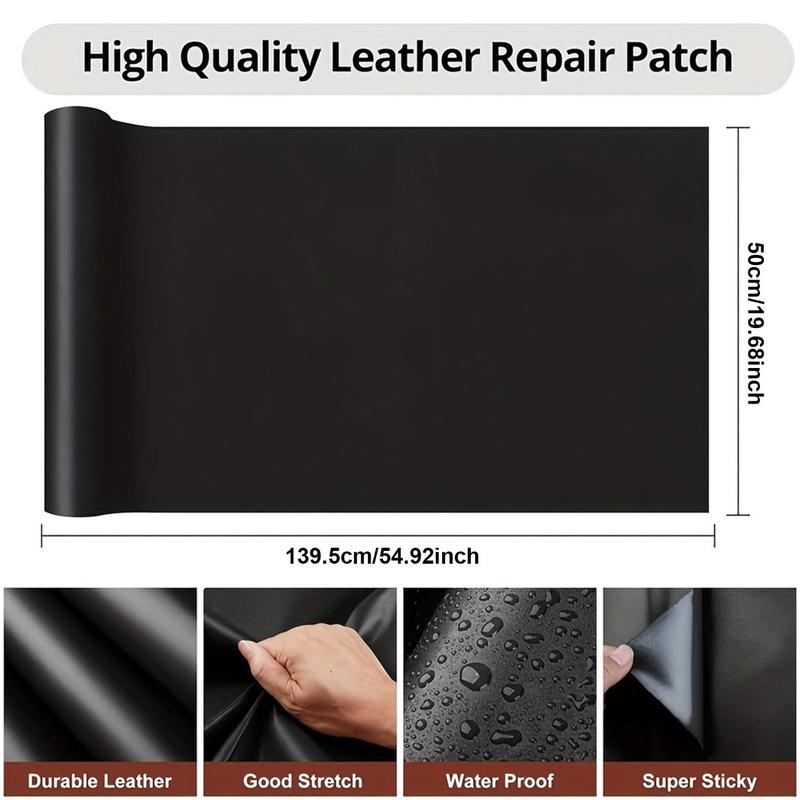 Faux Leather Sticker, 1 Count Self-adhesive Stretchable Faux Leather Repair Patch, Waterproof Sticker For Sofa & Car Seat & Bag, Dorm Essentials, Room Decor