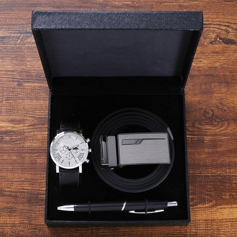 Business Belt Wallet Wristwatch Pen Gift Box Set For Men