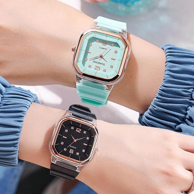 Candy Colors Silicone Square Quartz Women Watch Simple Sports Multifunctional Digital Watch Female Men's Fashion Watch