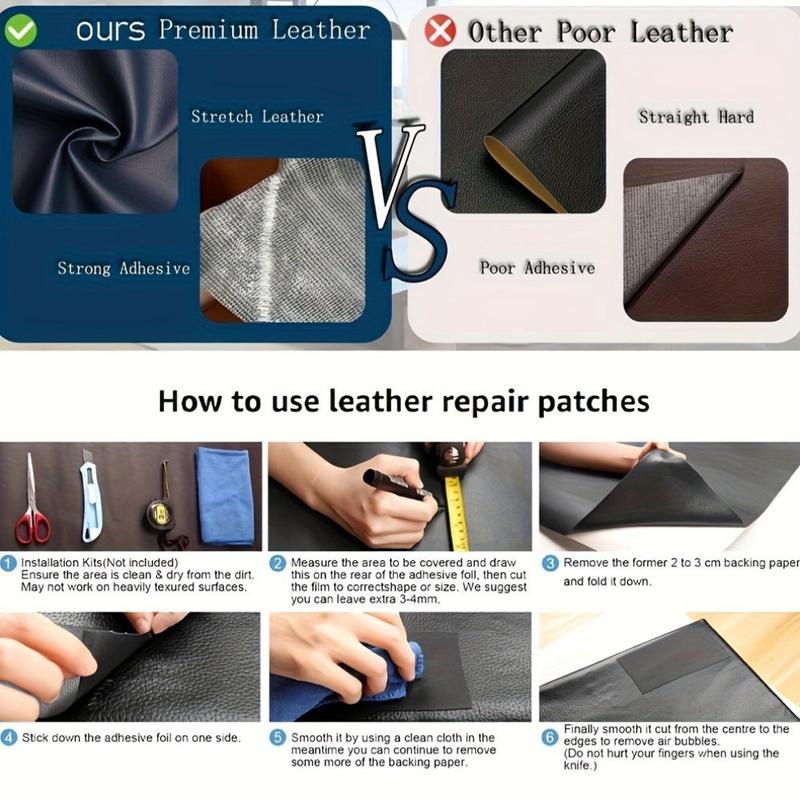 Faux Leather Sticker, 1 Count Self-adhesive Stretchable Faux Leather Repair Patch, Waterproof Sticker For Sofa & Car Seat & Bag, Dorm Essentials, Room Decor