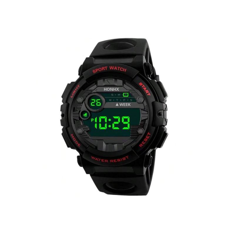 Honhx Unisex Black Digital Watch with Round Dial and Rubber Strap - Perfect Gift for Students Returning to School