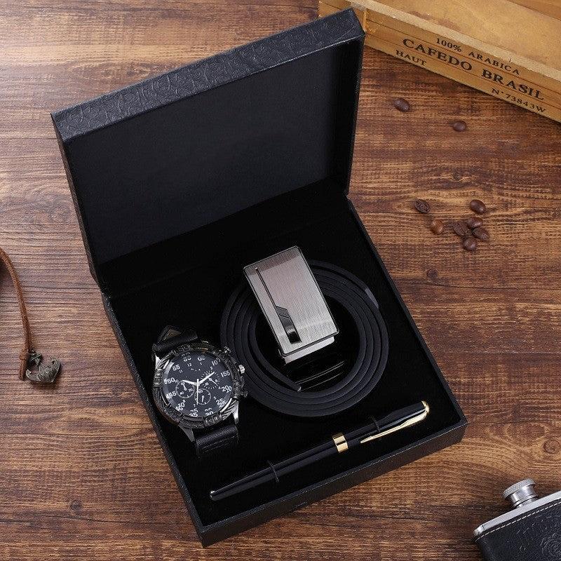 Business Belt Wallet Wristwatch Pen Gift Box Set For Men