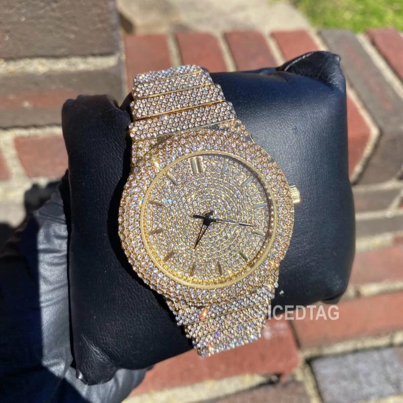 Full Iced Bling Out Gold Plating Unisex Hip Hop Analog Watch