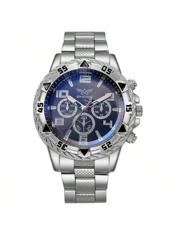 [FREE BOX] Men's Watch Set + Necklace With Cross Fashion Casual Stainless Steel Three-Dial Quartz Watch