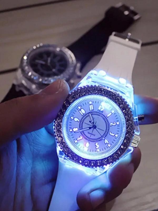 Round Dial Rhinestone Decorated Quartz Couple Matching Watch, 2counts set Exquisite Quartz Watch, Luminous Couple Watch for Men & Women, Birthday Gift