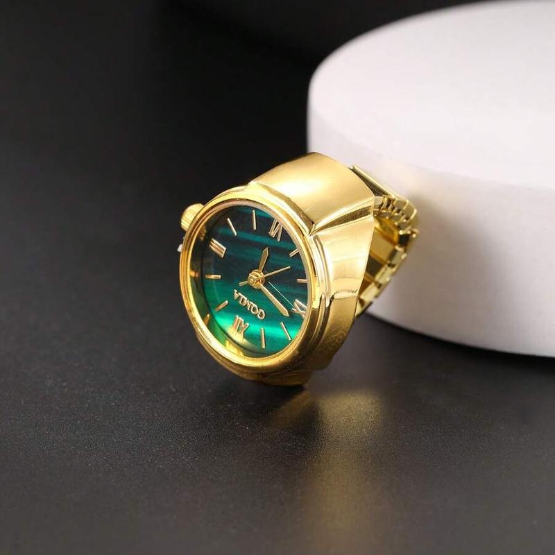 Round quartz watch ring enamel needle, daily and party fashion accessory for men and women, suitable as birthday gift, dating