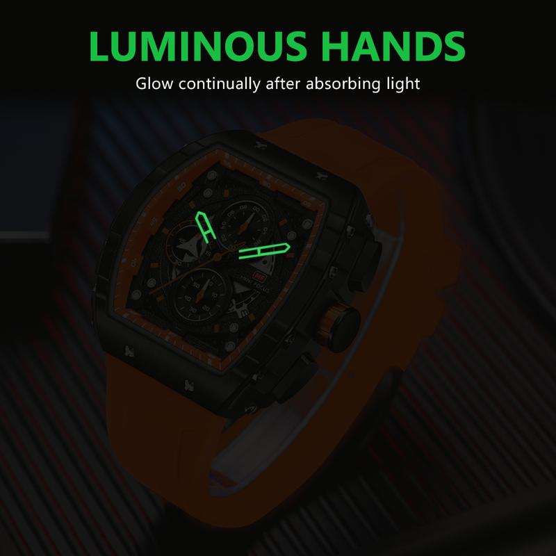 MF MINI FOCUS Men's and Women's Quartz Watches Waterproof Chronograph Date Luminous Square Men's and Women's Watches Analog Luxury Watches