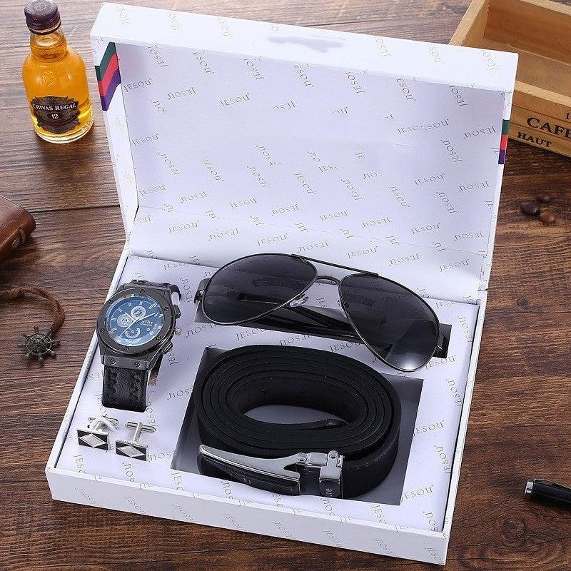 Business Belt Wallet Wristwatch Pen Gift Box Set For Men