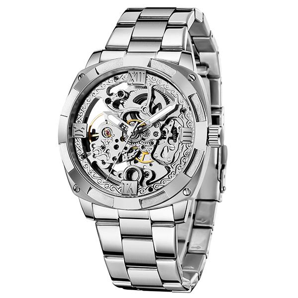 Mechanical Men's Watch Stainless Steel Automatic Skeleton Watch Waterproof Watches for Men Father’s Day Gift