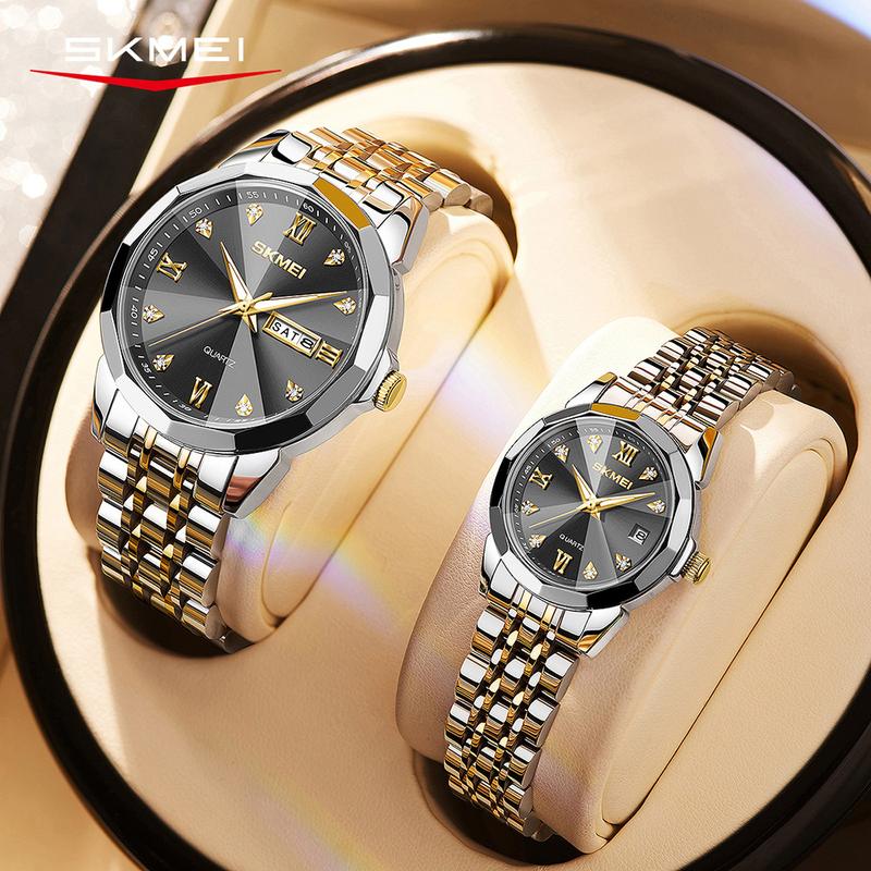 SKMEI Diamond Cut Watch for Fashion Leisure Commercial Affairs Quartz Stainless Steel Waterproof Luminous Wrist Watch