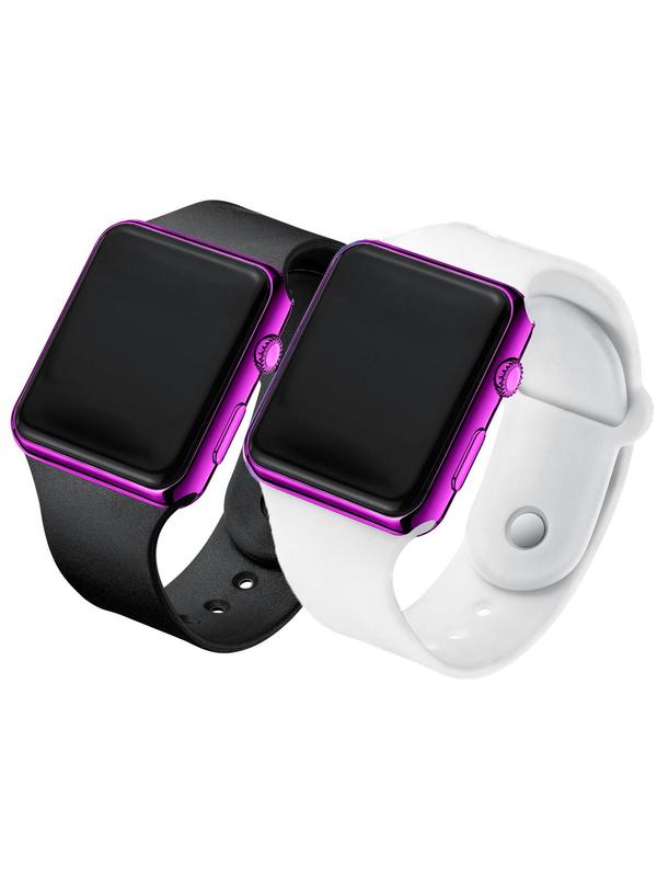 Couple Digital Watch, Fashionable Silicone Strap Digital Watch for Women & Men, Trendy All-match & Exquisite Watch for Birthday Gift