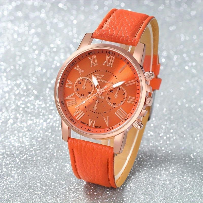 Chic Quartz Watch Set for Men & Women - 3 5 7 10pcs, Round Zinc Alloy Case with Faux Leather Strap, Non-Analog Display