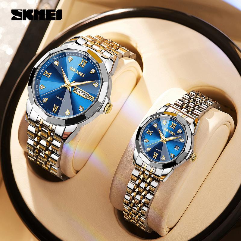 SKMEI Diamond Cut Watch for Fashion Leisure Commercial Affairs Quartz Stainless Steel Waterproof Luminous Wrist Watch