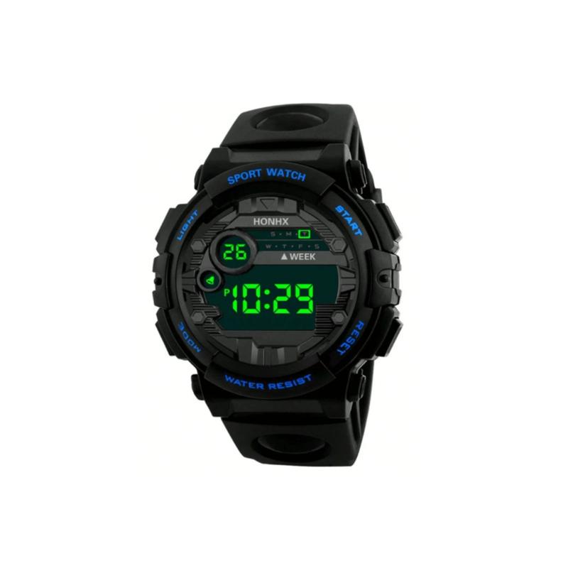 Honhx Unisex Black Digital Watch with Round Dial and Rubber Strap - Perfect Gift for Students Returning to School