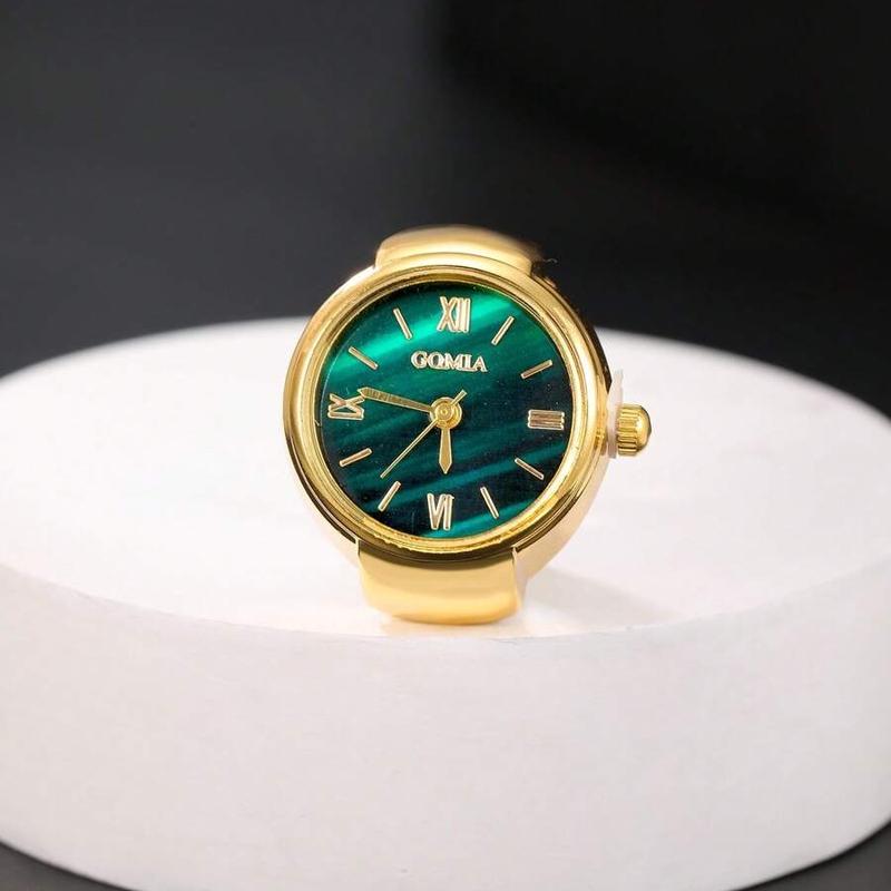 Round quartz watch ring enamel needle, daily and party fashion accessory for men and women, suitable as birthday gift, dating