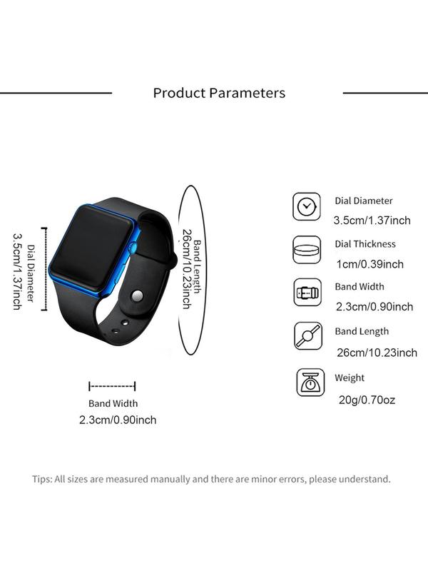 Couple Digital Watch, Fashionable Silicone Strap Digital Watch for Women & Men, Trendy All-match & Exquisite Watch for Birthday Gift