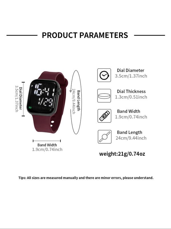 Men's Fashion Digital Watch, Square Dial LED Digital Watch with Touch Screen, Casual Sports Watch with Digital Display for Daily Life