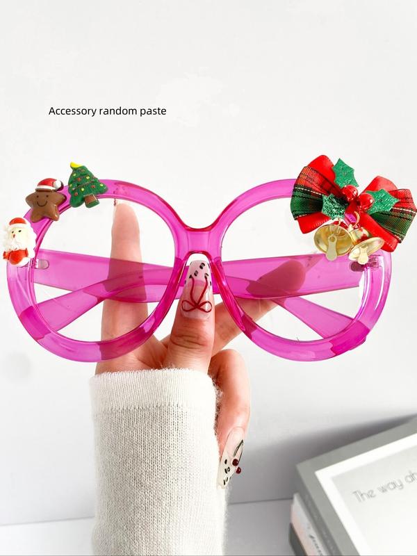 Cute Christmas Themed Round Frame Eyeglasses, Fashionable Anti-blue Light Eyeglasses for Women & Men, Fashion Eyeglasses for Party, Daily Clothing Decor