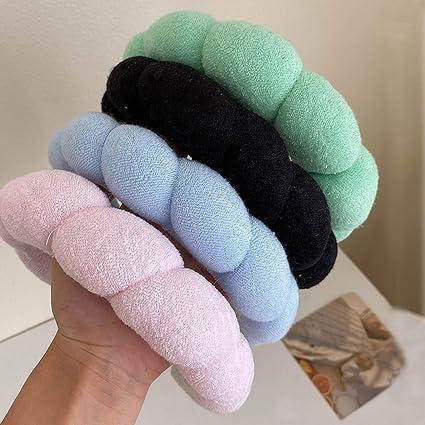 Headband for Washing Face, Face Scrubber, Facial Exfoliator, Skincare Headbands for Makeup Removal, Terry Cloth Headband Bubble Soft Puffy Headband