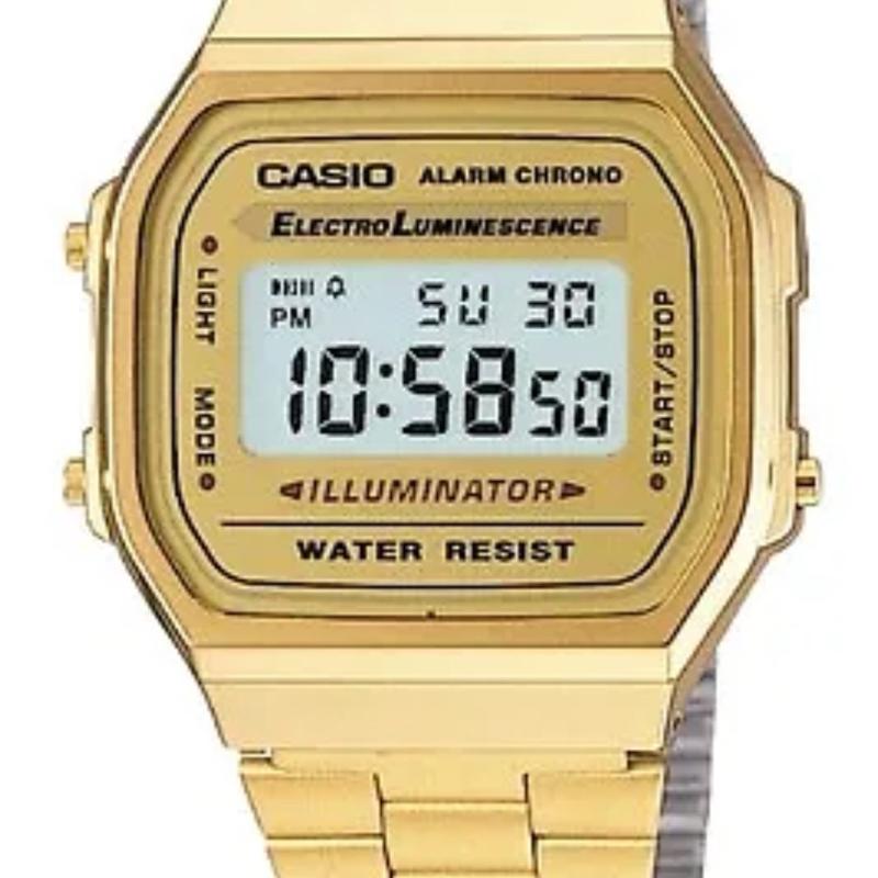 CASIO MEN'S GOLD TONE STAINLESS STEEL DIGITAL WATCH A168WG